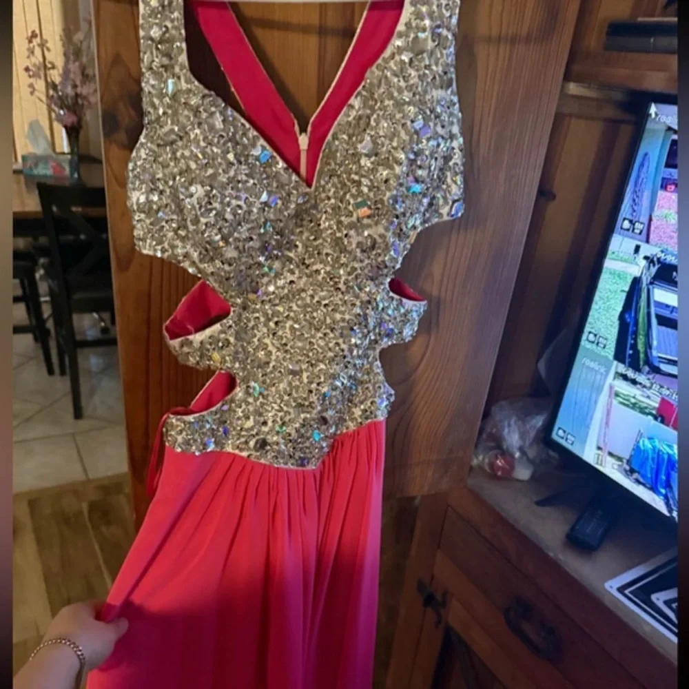 brand new pink and silver gown for prom